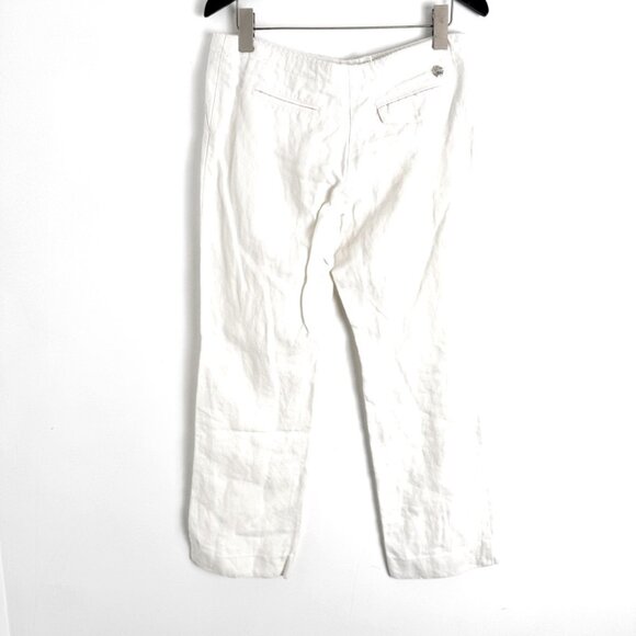Roberto Cavalli White Linen Cropped Pants size 44IT (US 8) - Picture 2 of 6